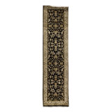 Hand-Knotted High-Quality Cream and Black Runner