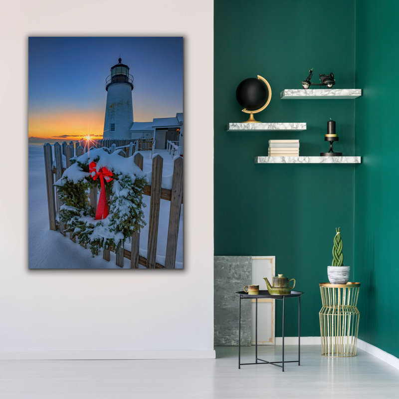 «Christmas At Pemaquid Point» par Rick Berk, art mural sur toile, H 60 po x l 40 po x P 1,5 po