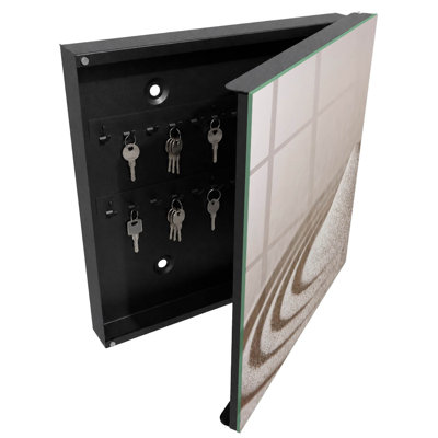 Key box, Opens to the right, 30x30x5, White, Subtle sand lines and harmonious composition, 