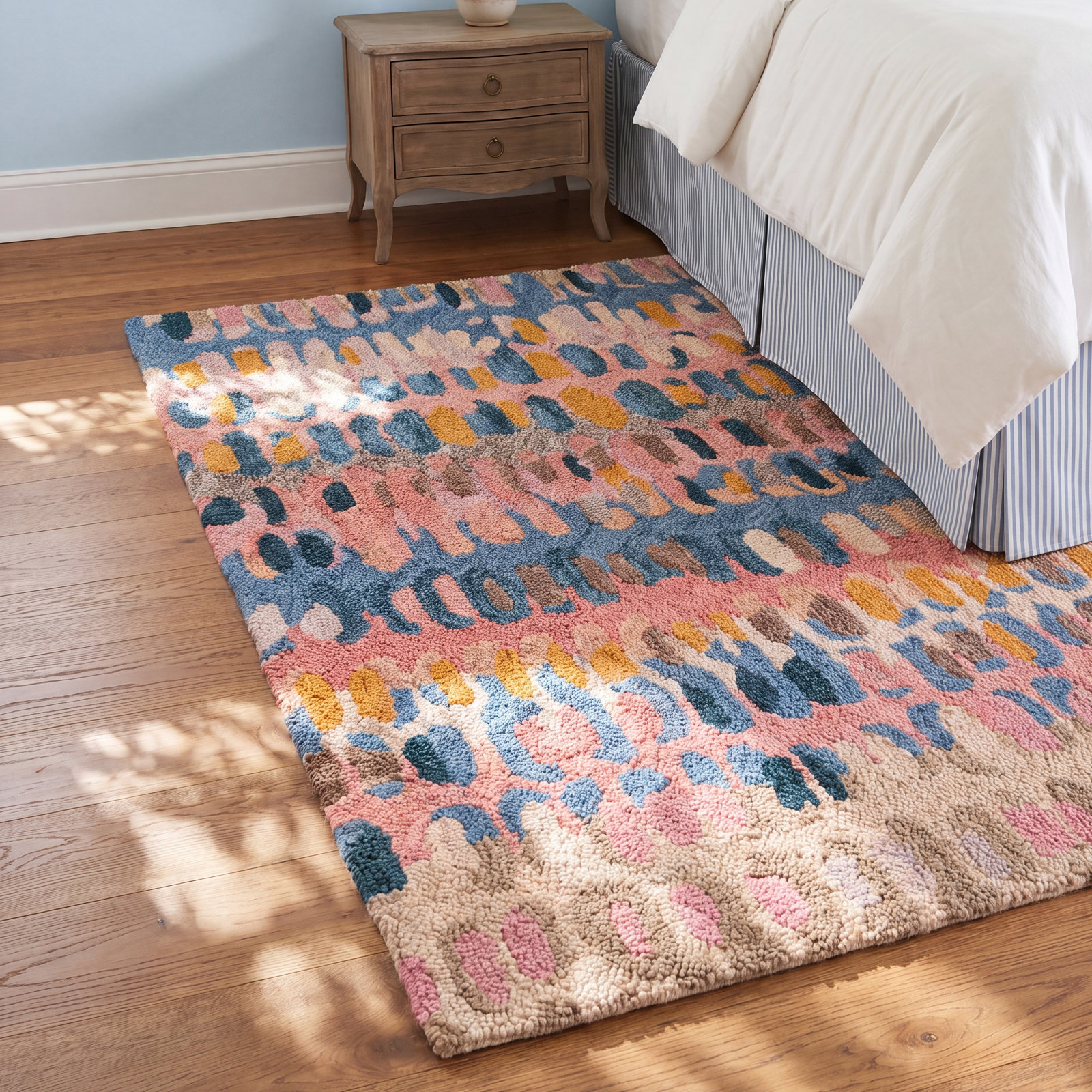 Paint Chip Coral Hand-Hooked Abstract Wool Rug, Rectangle 3' x 5'