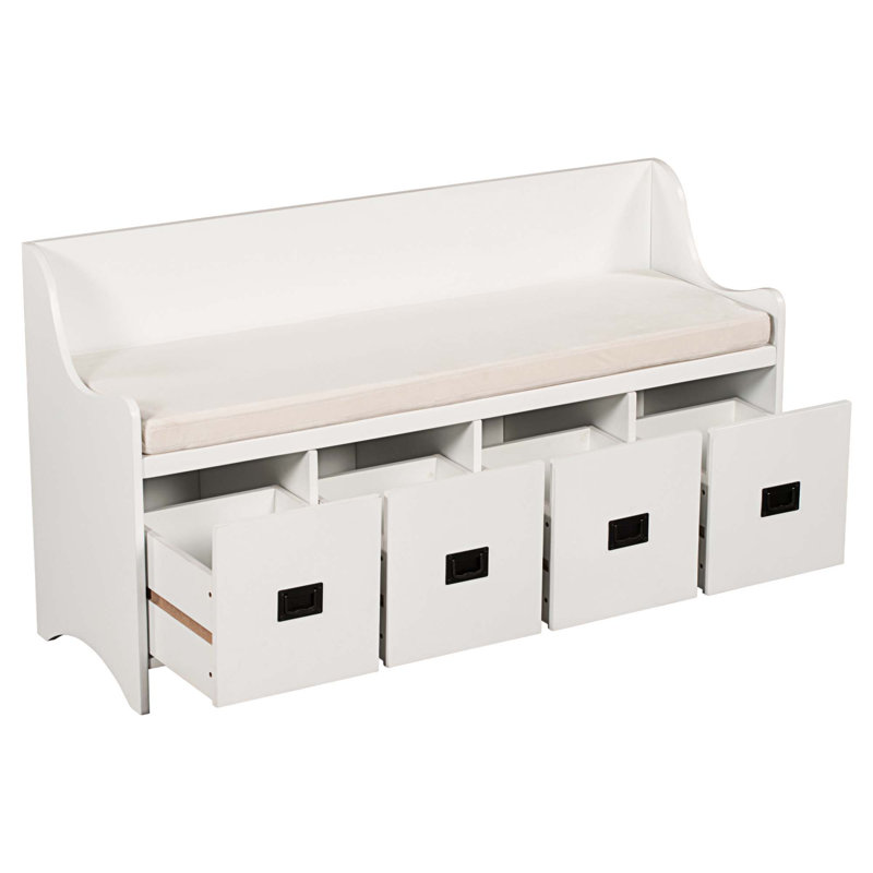 Banc de rangement avec tiroirs, Blanc