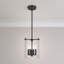 Luminaire suspendu 4 lumières Gracie Oaks Parkchester en noir mat avec abat-jour en verre transparent-8983560