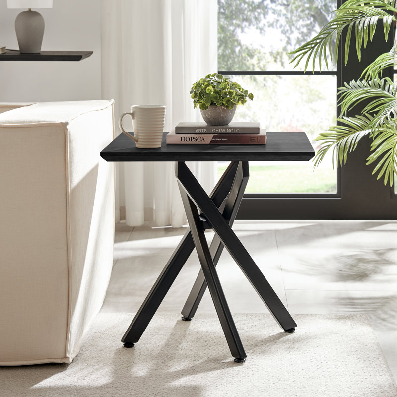 Lenworth Cross Legs End Table, Black