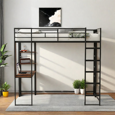 Lit mezzanine en métal avec bureau Bottesford