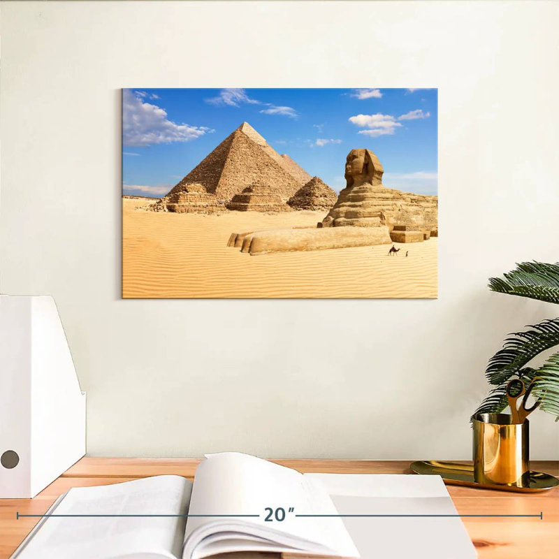 Sphinx d'Adella et grande pyramide de Gizeh, H 8 po x l 12 po