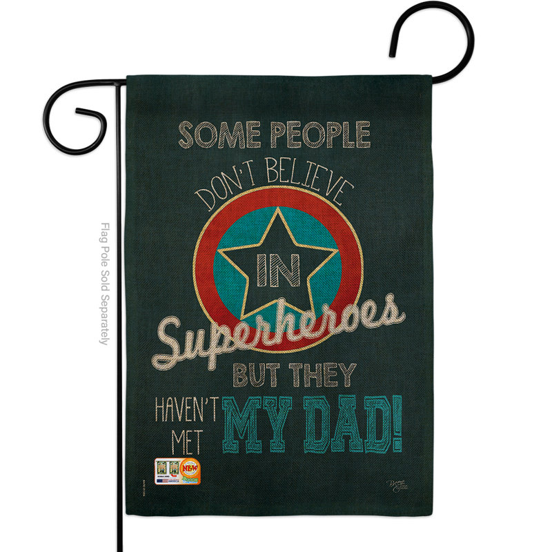 Superhero dad impressions en toile jute à 2 côtés 18,5 x 13 po drapeau de jardin