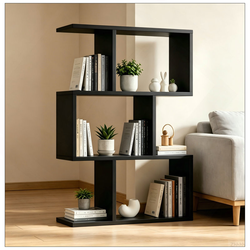 Bibliothèque simple à trois couches noire