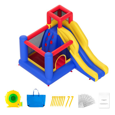 Château gonflable, conçu pour les enfants de 3 à 8 ans, 340 x 260 x 230 cm, trampoline de haute qualité pour l'extérieur, avec souffleur, glissade et sac de rangement, château gonflable familial pour le jardin
