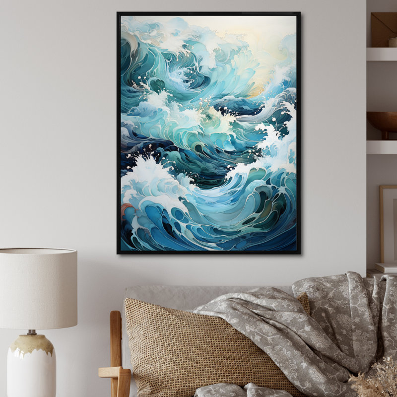 «Glacier Icy Serenity Sunset I», reproduction d'art sur toile, H 44 po x l 34 po x P 1,5 po, Cadre flottant noir