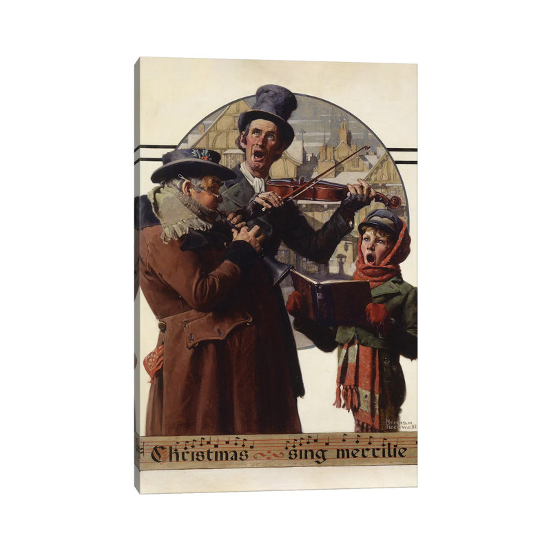Christmas Trio by Norman Rockwell - Wrapped Canvas Gallery-Wrapped Canvas Giclée, 20.32 cm H x 30.48 cm W
