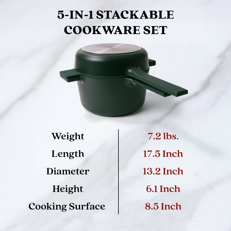 Alva 5-in-1 Green Ceramic Nonstick Cookware Set