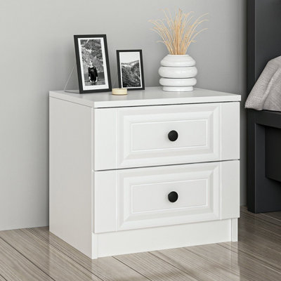 Wesa Elegant White Nightstand with Multiple Shelves, 19.7 x 18.5 x 15.7 inches | 100% Melamine Coated Particle Board, Thickness: 0.7 inches | Perfect for Traditional Bedrooms, Stylish & Functional Storage Solution