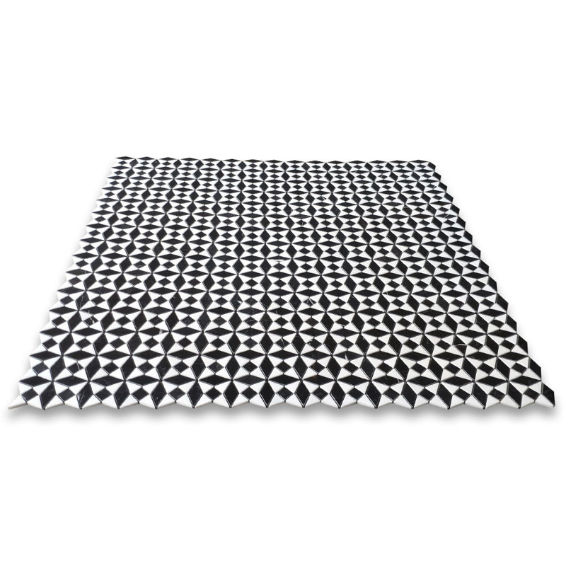 Nero Marquina Black Marble Kaleidoscope Diamond Mosaic Tile W/ Thassos White Polished