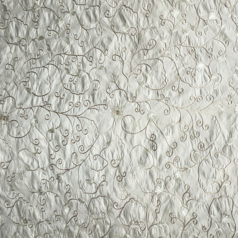 Trezza Fabric | Floral Embroidered Silk Fabric | Drapery & Curtain Fabric, Dusk
