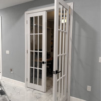 Felicia Clear Glass French White Doors with Installation Hardware Kit