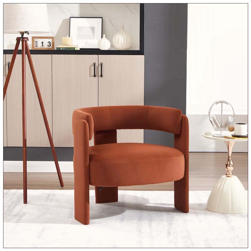 Fauteuil d'appoint pour le salon, fauteuil simple en velours confortable, Orange