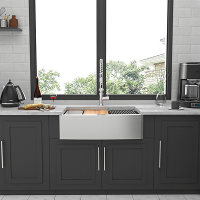 30'' L Farmhouse / Apron Single Bowl Stainless Steel Kitchen Sink