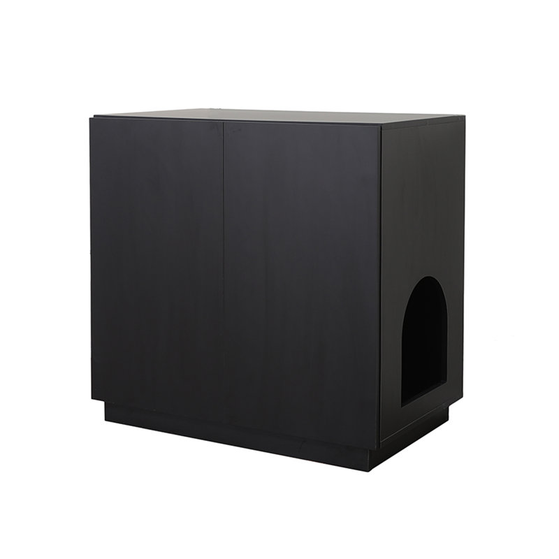 32'' Black Modern Cat Litter Box Enclosure