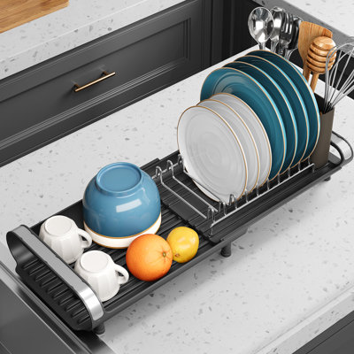 Petit égouttoir à vaisselle, égouttoir à vaisselle extensible, égouttoir à vaisselle extensible en acier inoxydable, égouttoir à assiettes, égouttoir à vaisselle de très grande capacité