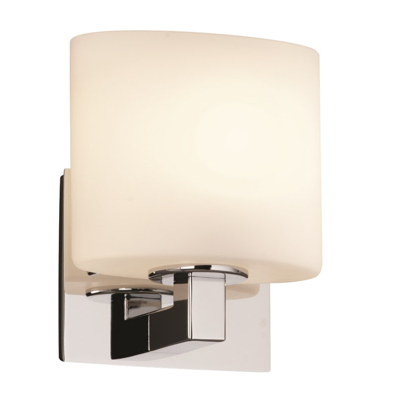 Casson Armed Sconce, Polished Chrome, Opal White Glass
