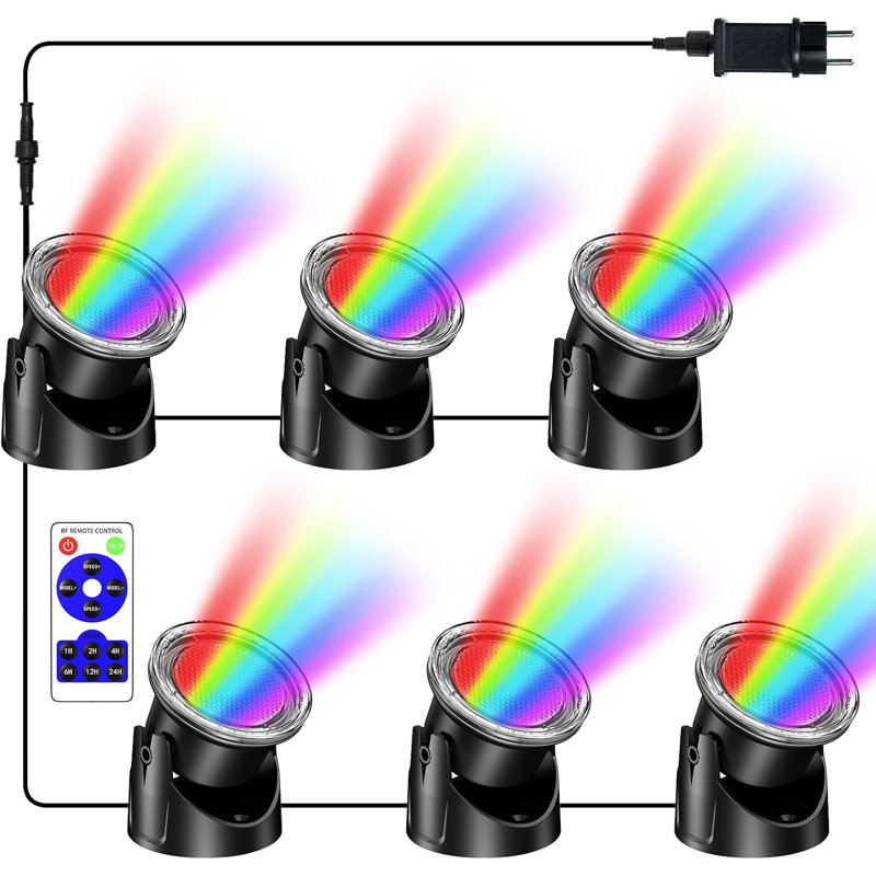 Ensemble de 6 lumières à DEL submersible avec télécommande et minuterie