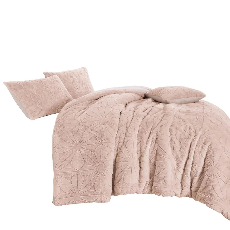 Ensemble d'édredon 4 pièces rose, Édredon très grand et 3 pièces supplémentaires, Rose