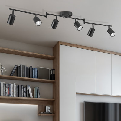 6-Light Track Light Fixture with Adjustable Heads & 6 Bulbs Included