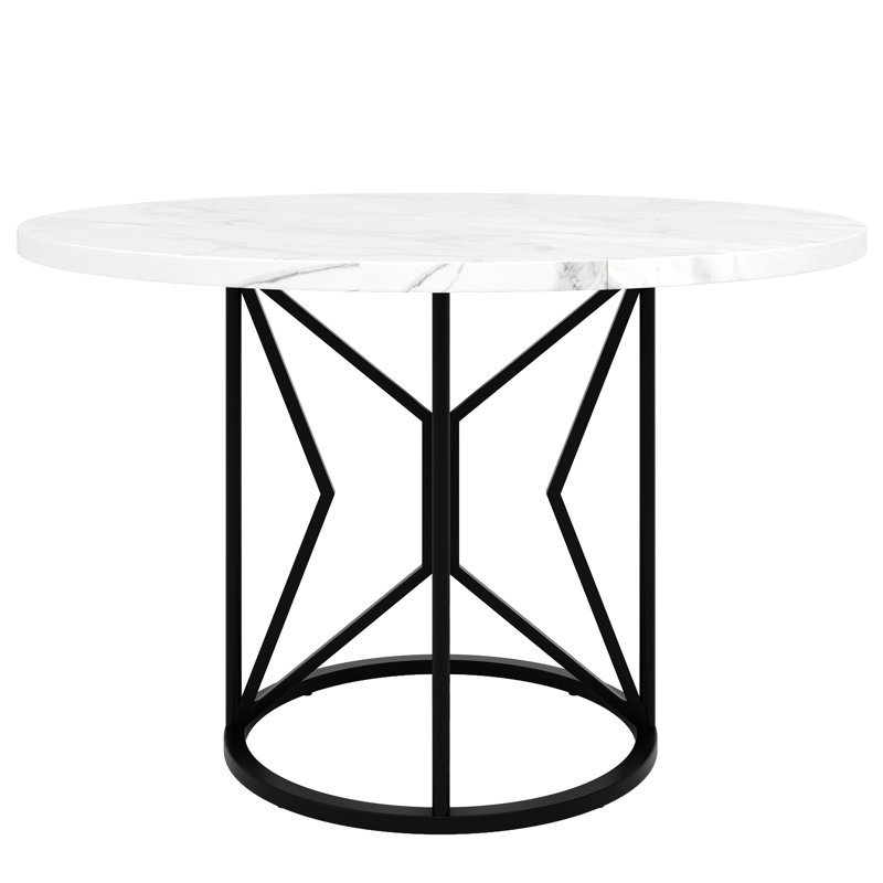 Round Metal Base Dining Table, Black