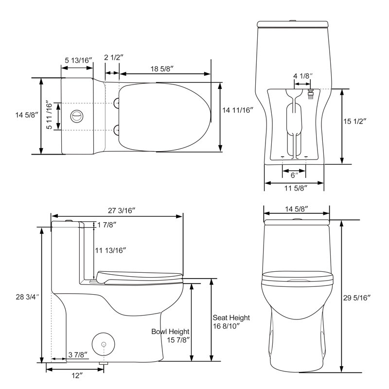 Poseidon Dual-Flush Elongated One-Piece Toilet (Seat Included), Pure White/Gold