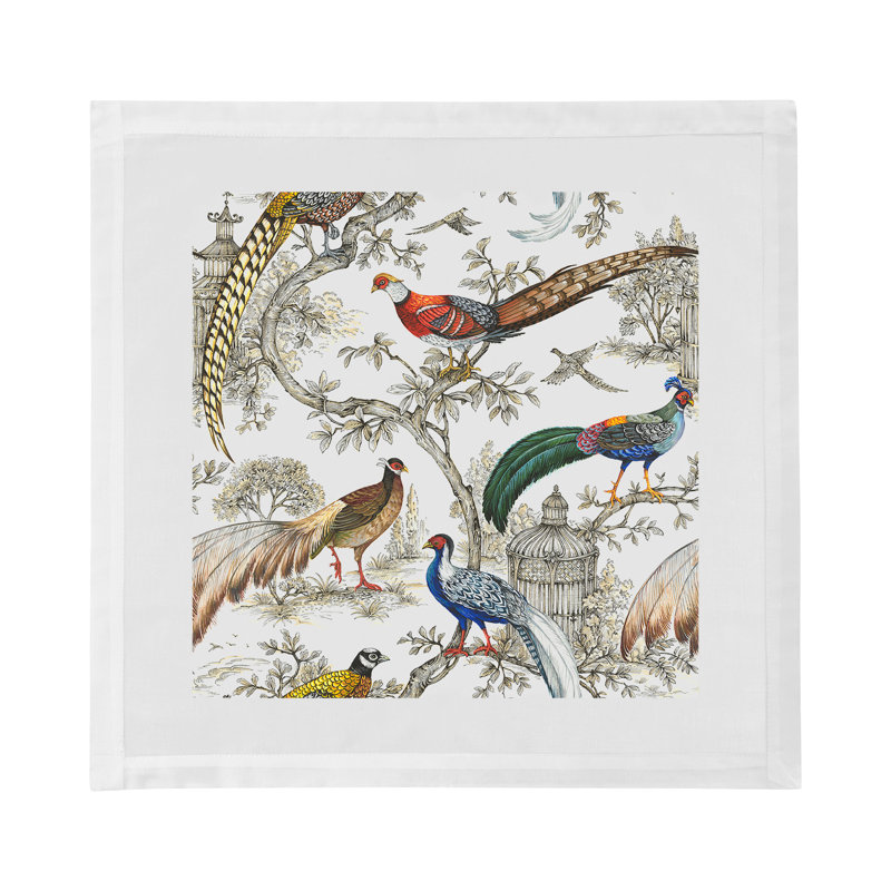 Pheasant Fall Sauvage Cotton Sateen Dinner Napkins, White