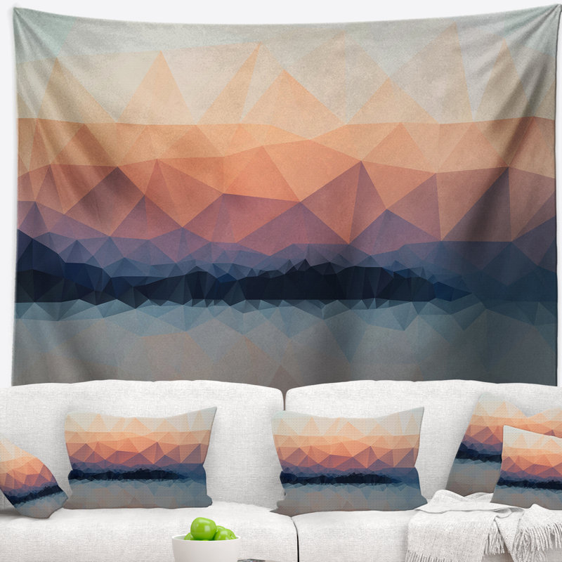Polyester, paysage marin, ciel, mer, plage, vue abstraite, tapisserie, H 32 po x l 39 po