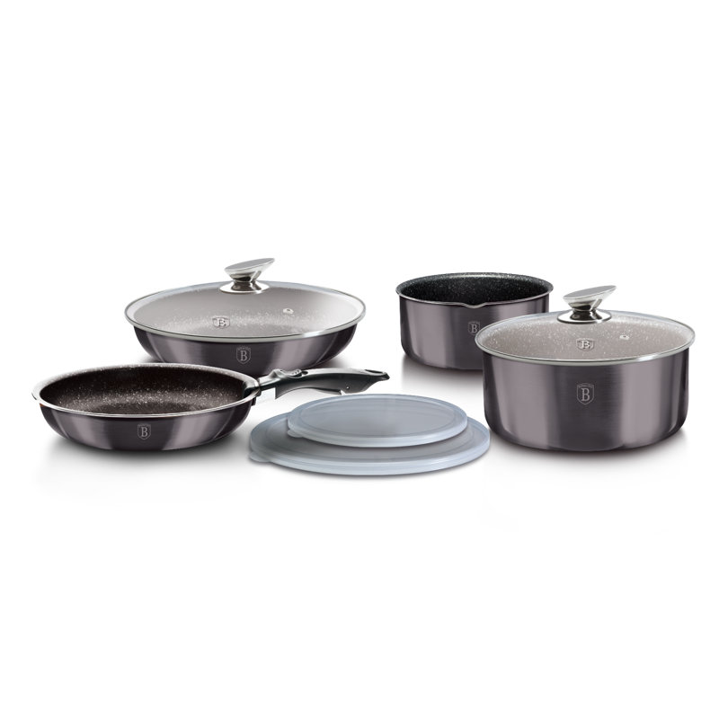 9 - Piece Aluminum Cookware Set, Black Carbon Pro