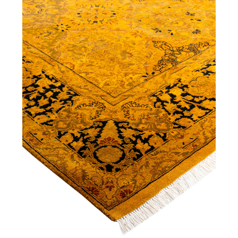 Overdyed Hand-Knotted Wool Modern-Contemporary Gold Area Rug 4' 7" x 7' 6"