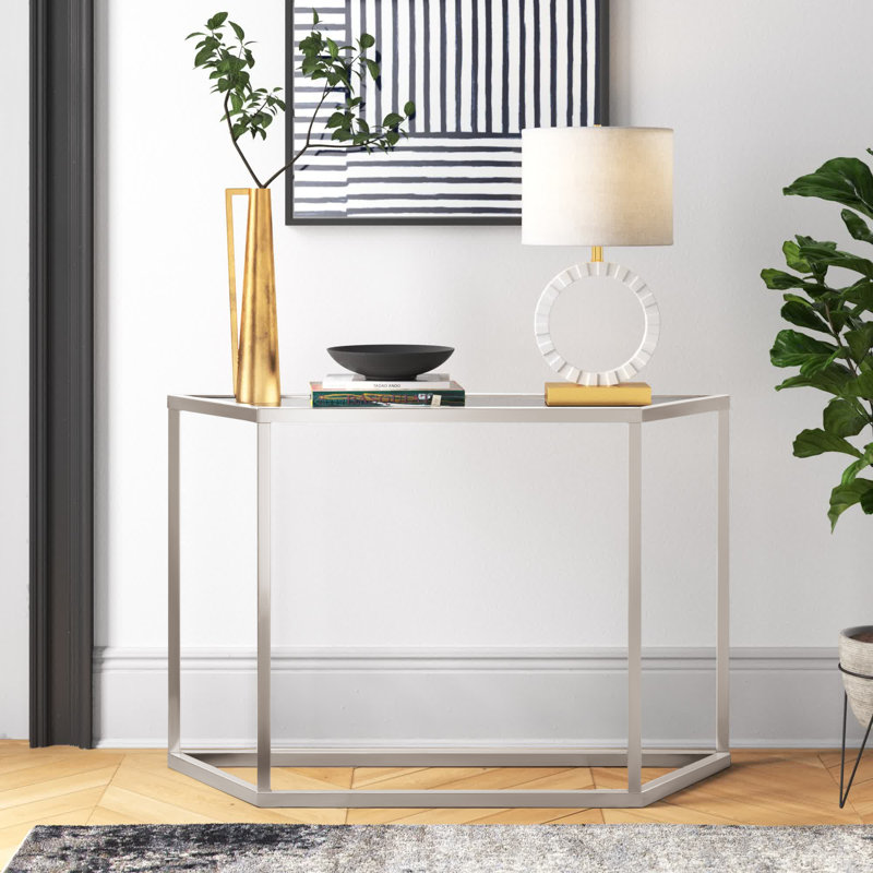 Levi Glass Top Console Table, Blackened Bronze, 29" H x 44" W x 12" D