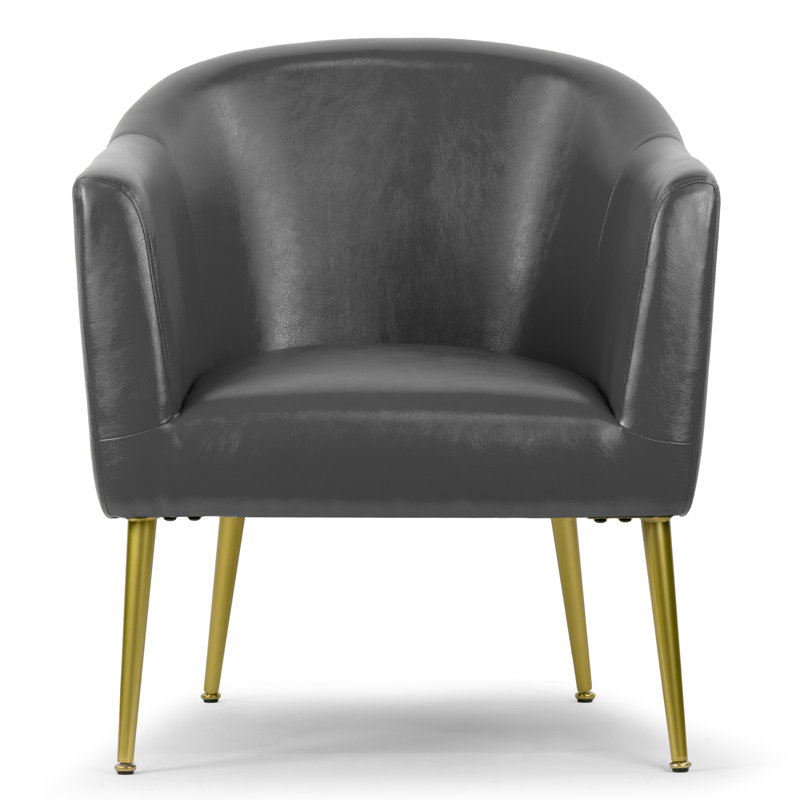 Gohil Faux Leather Armchair, Gray Faux Leather
