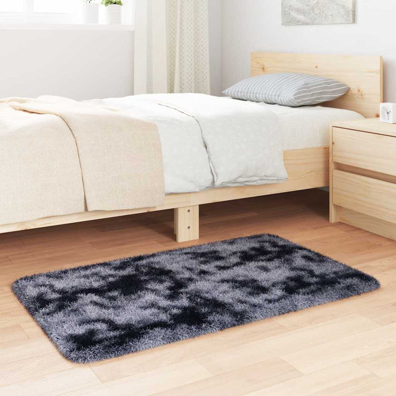 Shaggy Rug High Pile NAVARRA Dark Grey Polyester, Rectangle 60 x 100cm
