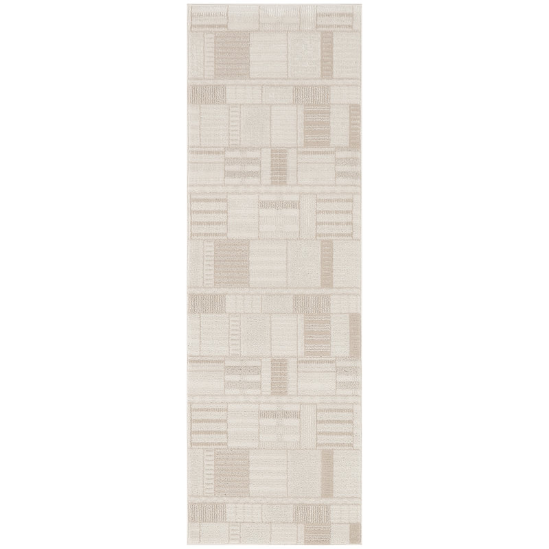 Tapis d'intérieur moderne ivoire Ebern Designs Ebuns, Tapis de couloir 2 pi x 6 pi