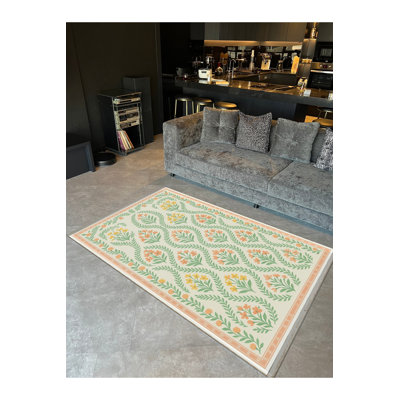 Tapis orange tissé lavable Mosso