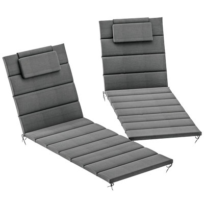 Outdoor Lounge Chair Cushion Set of 2, UPF50+ 230gsm Olefin and 25D High-Density Foam, Foldable Patio Chaise Lounge Cushion Set, Fade Resistant for La by Latitude Run