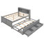 Lit plateforme double avec tête de lit à rangement, port USB, lit gigogne simple et 3 tiroirs-638845195