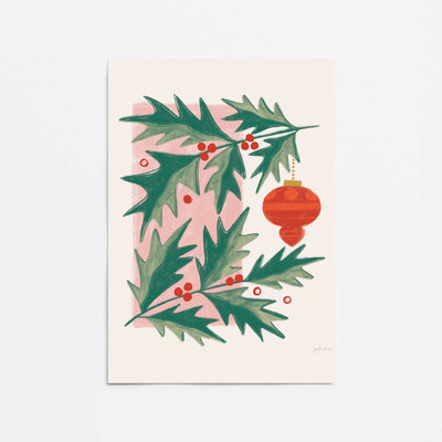 10" x 8" Christmas Greenery II Print in a Opaque White Frame