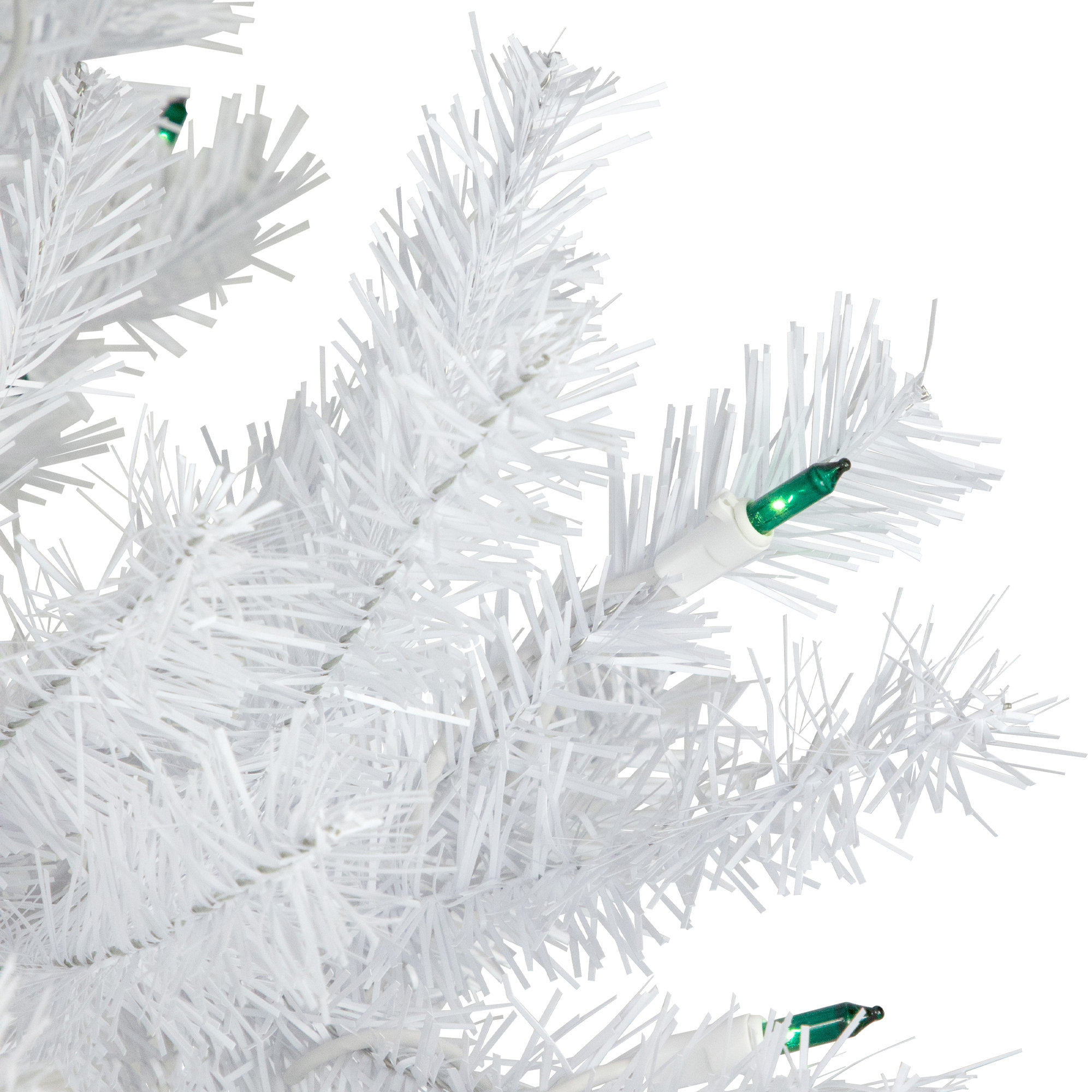 6.5' Pre-Lit Slim Geneva White Spruce Artificial Christmas Tree, Green Light