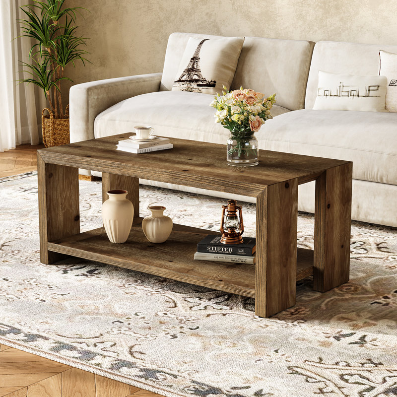 Table basse de 47 po en bois avec rangement, table centrale pour le salon