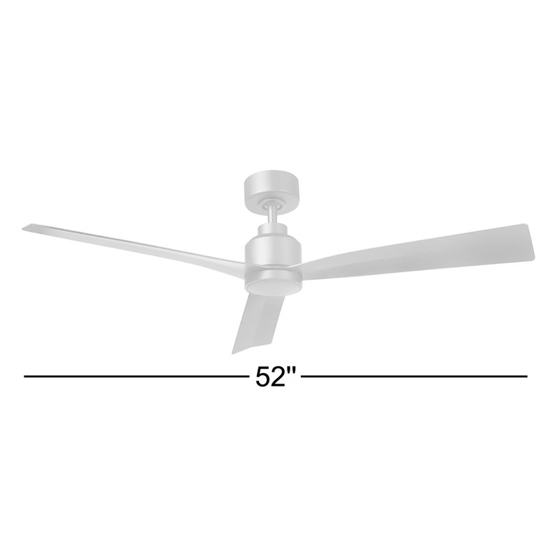 Ventilateur de plafond intelligent à 3 pales de 52 po avec télécommande incluse, Sans trousse d'éclairage, Noir mat