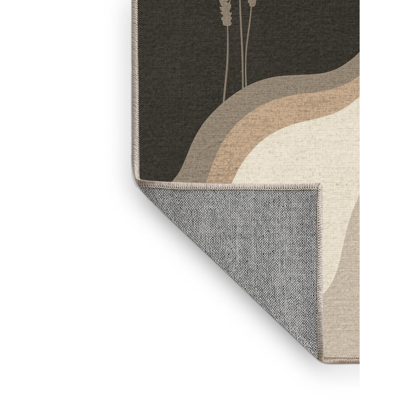 Tapis noir ombré décontracté lavable à la machine Panameno, Rond 8 pi