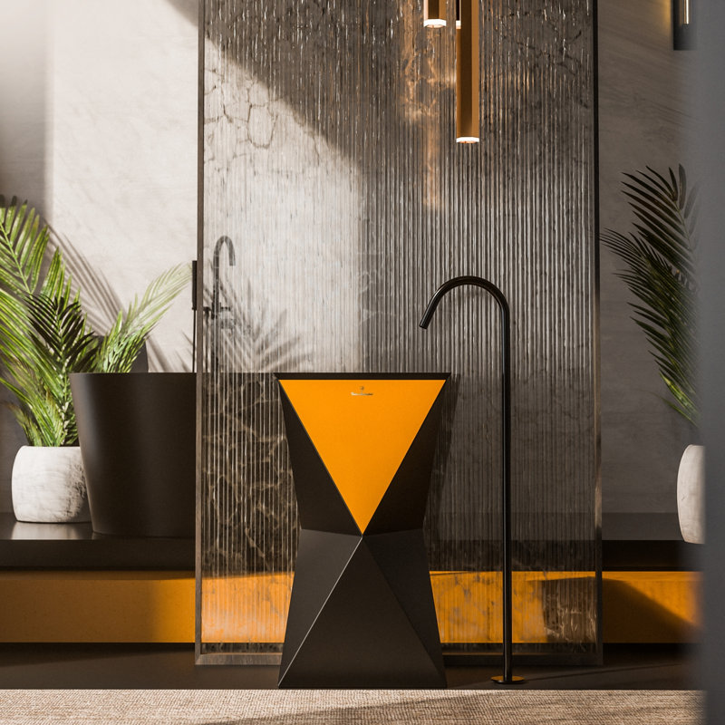 Rayna by Tonino Lamborghini Freestanding Sink, Black Mat / Rosa Sahara