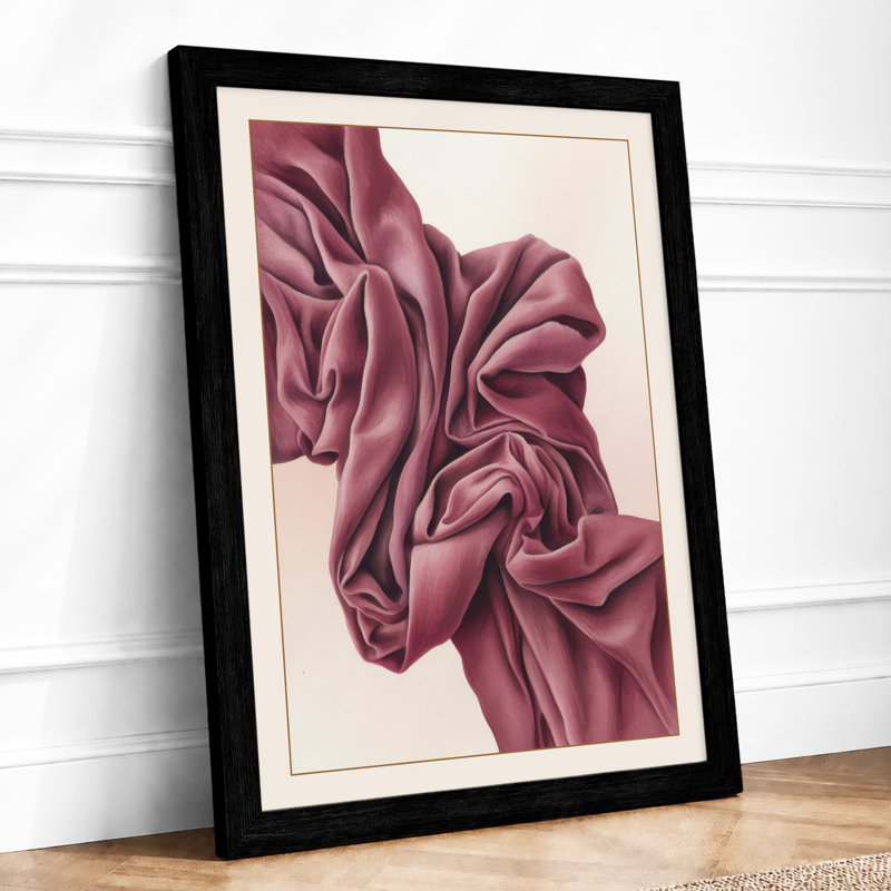Burgundy Silks Minimalist - Framed Print, A3 - 42.0 x 29.7 cm, Black