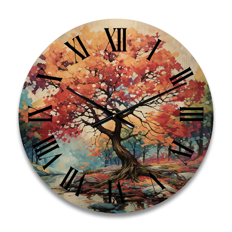 Horloge murale en bois massif Rollinghill, Moyenne