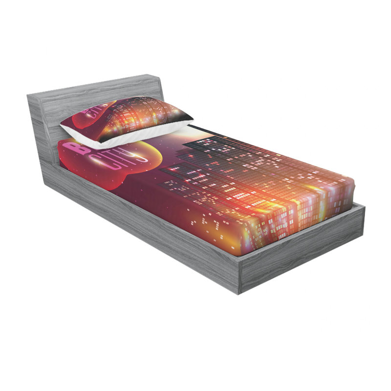 Ensemble de draps de table de style horizon big city urban, Ensemble de draps pour lit simple avec drap-housse
