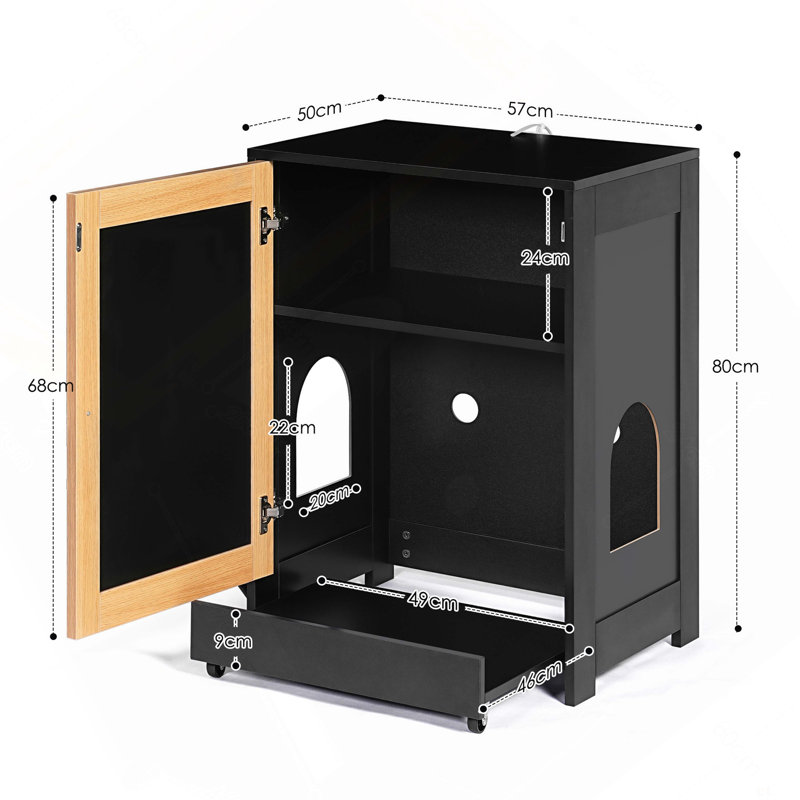 Enceinte de litière pour chat, toilette cachée pour chat, table de bout pour chat, litière avec porte en sisal, noir
